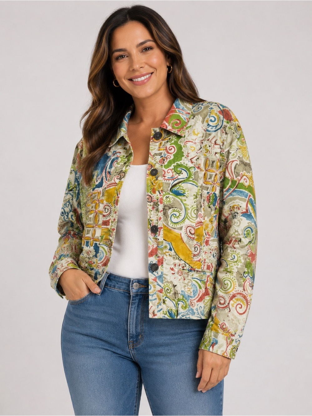 Chico's Vintage Paisley Patchwork fabric Jacket in Multicolor 16